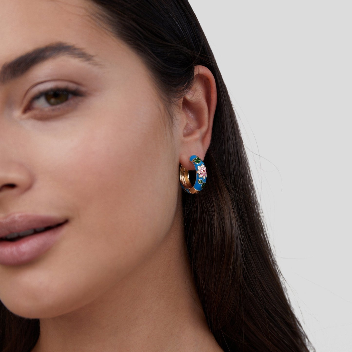 Boucles d'oreilles Golden Circle avec Fleur