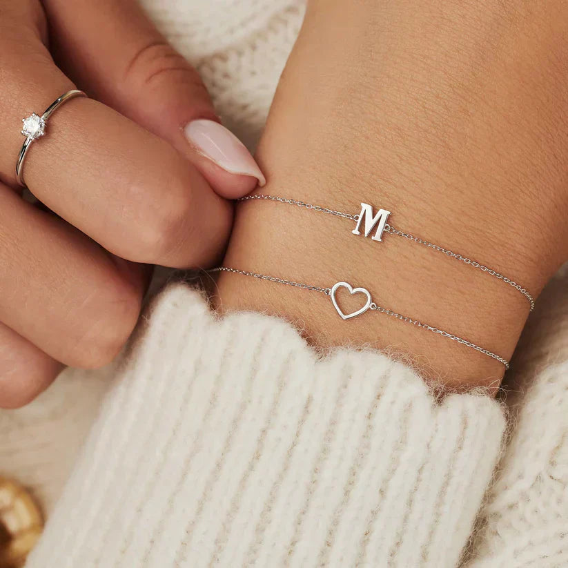 Bracelet initial Vita Signa | Or blanc
