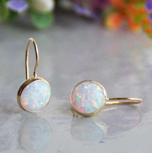 Boucles d'oreilles vintage en or avec opale