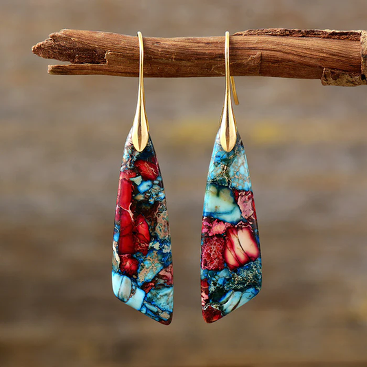Boucles d'oreilles vintage avec des pierres colorées