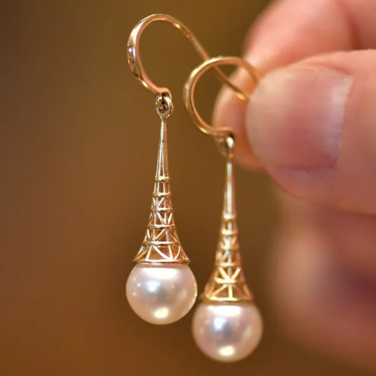 Boucles d'oreilles en perles dorées vintage