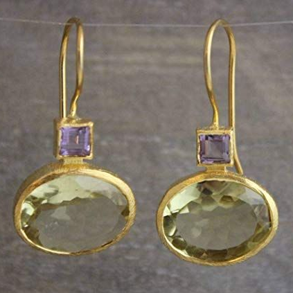 Boucles d'oreilles vintage en or avec cristal vert