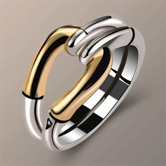 Bague Vintage Knotée en Or et Argent