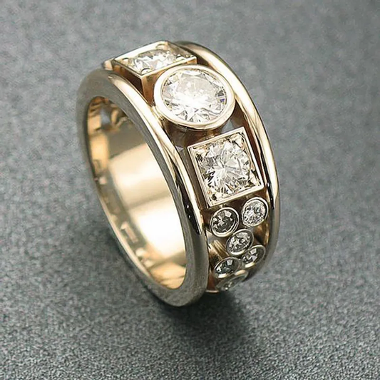 Bague vintage en or et zirconium