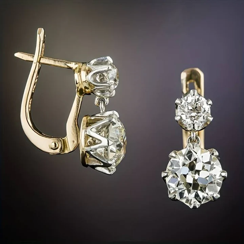 Boucles d'oreilles vintage en zirconium doré