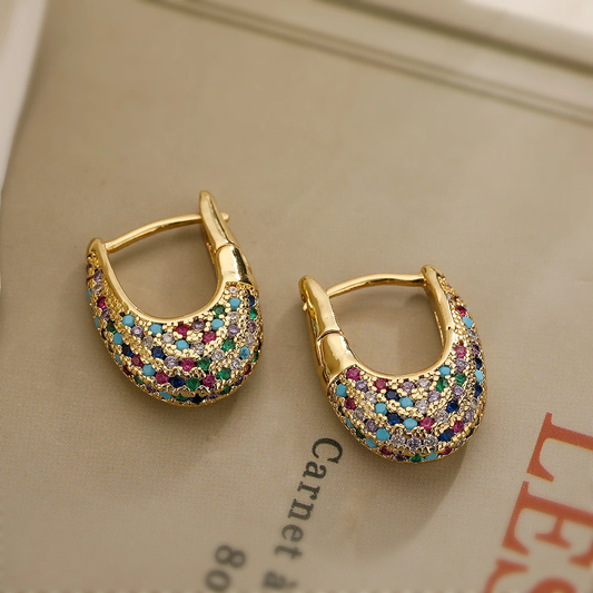 Boucles d'oreilles élégantes avec cristaux colorés