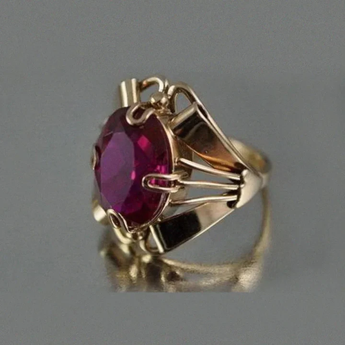 Bague en cristal de grenat doré vintage
