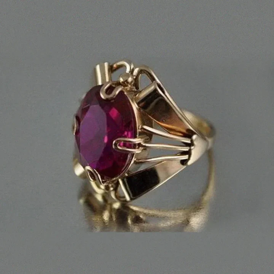 Bague en cristal de grenat doré vintage