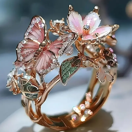 Bague en Zirconium en Forme de Papillon Nature Bright