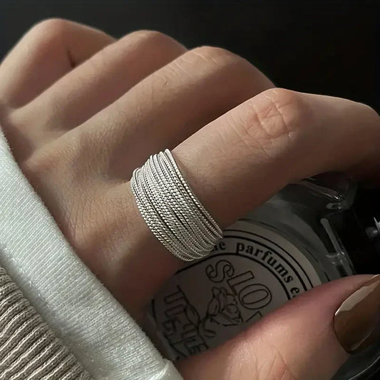 Bague Moonveil Layers | Or blanc