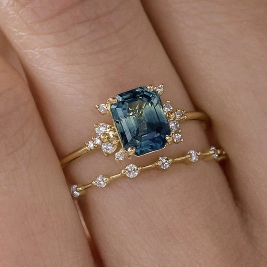 Ensemble bagues Crystal Blue Shine | Or
