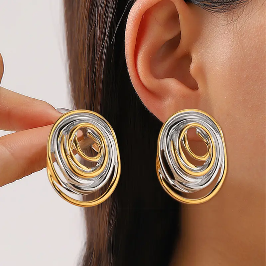 Boucles d'oreilles vintage en plaqué or et argent